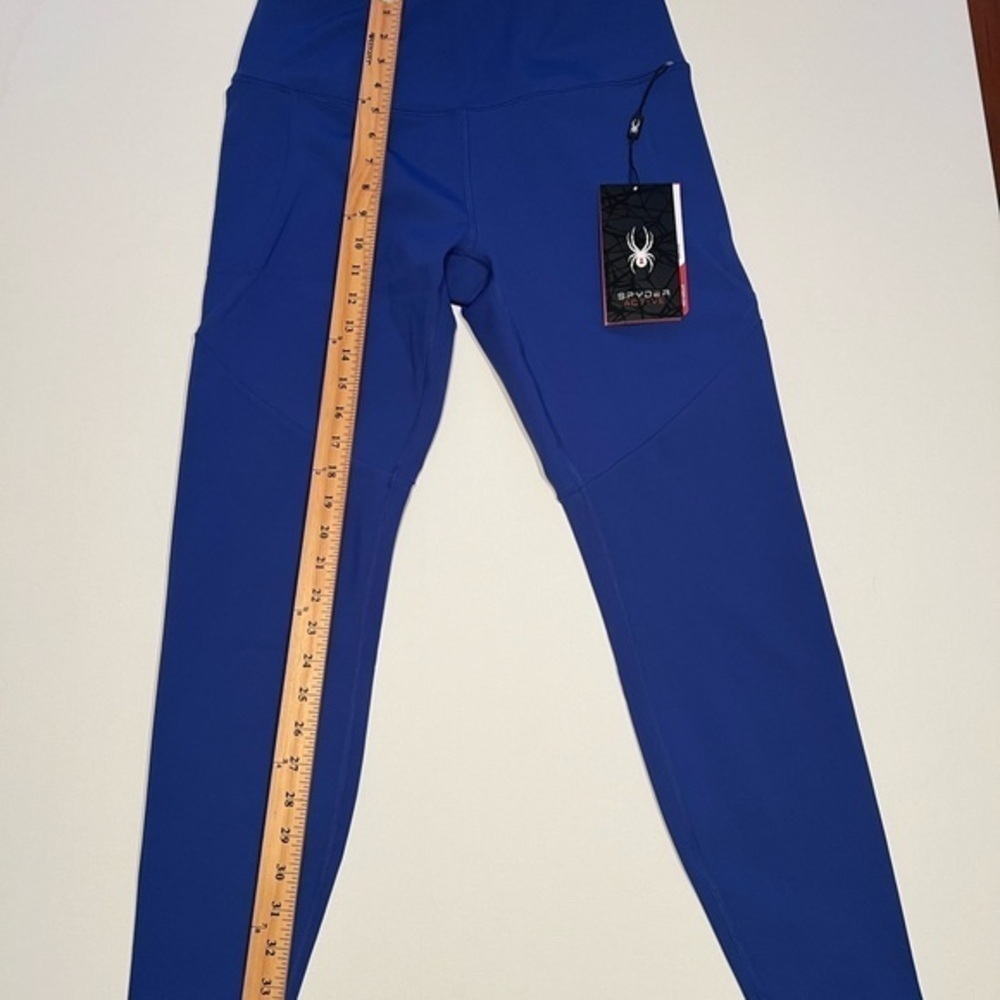 NWT SPYDER High Waist Curved Hem Blue Ankle Legging Size L Cell Phone (M)